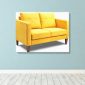 黄色のソファ キャンバスプリント (インサイチュ (ウッドフロア))