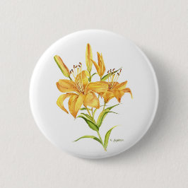 黄色のタイガーユリの水色 缶バッジ