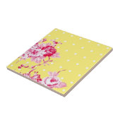 黄色のタイルにピンクのバラ タイル (側面)