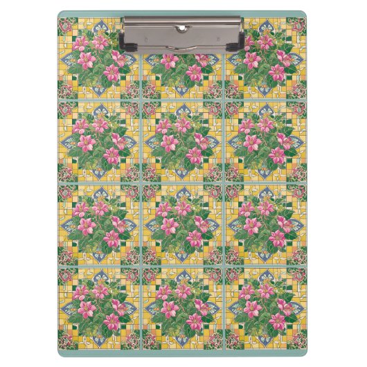 黄色のタイルにピンク クリップボード (正面)