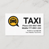 黄色のタクシレイヤの黒いタブ 名刺 (裏面)