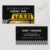 黄色のタクシーのタクシーのサインとストリップ 名刺 (正面/裏面)