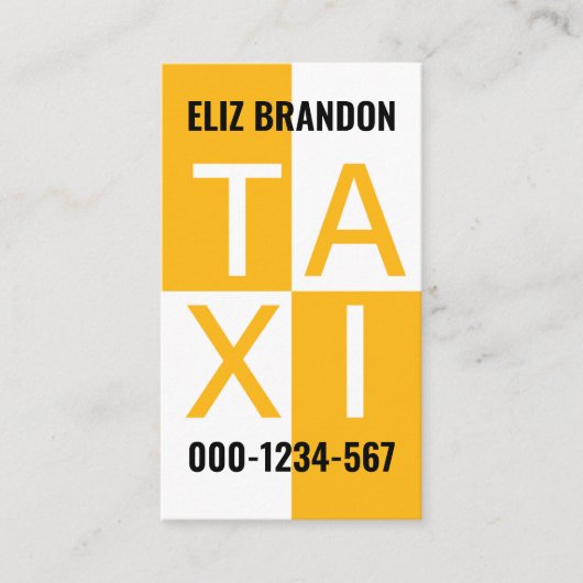 黄色のタクシーのチェックボックスドライブ 名刺 (正面)