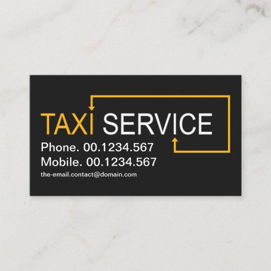 黄色のタクシーのルート矢印キャブドライバ 名刺 (正面)