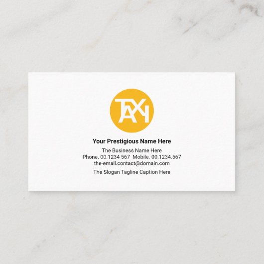 黄色のタクシー専用線の運転手 名刺 (裏面)