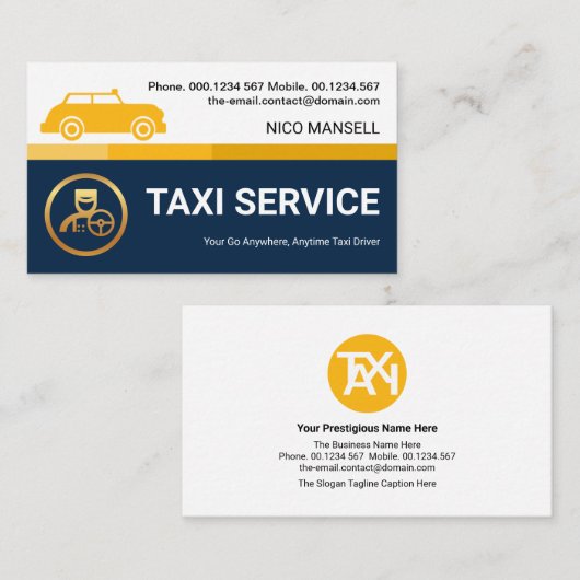 黄色のタクシー専用線の運転手 名刺 (正面/裏面)