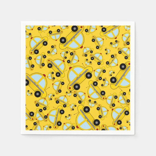 黄色のタクシー柄 スタンダードカクテルナプキン (正面)