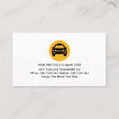 黄色のタクシー路線に乗るタクシー車 名刺 (裏面)