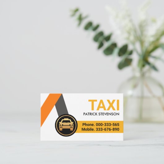 黄色のタクシー路線の運転手 名刺 (スタンド正面)