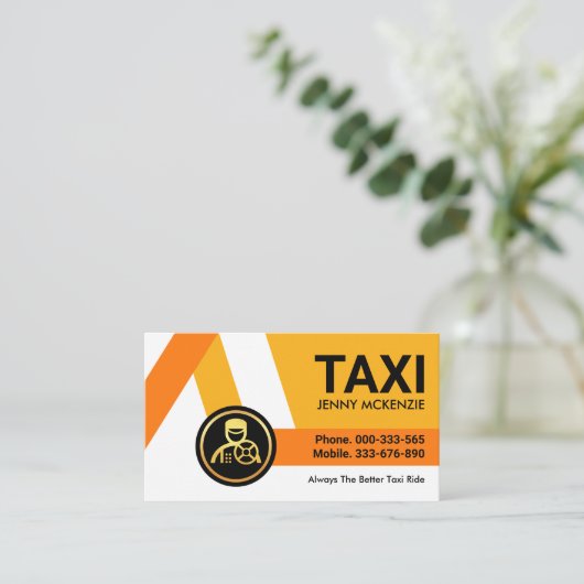 黄色のタクシー路線タクシー運転手 名刺 (スタンド正面)