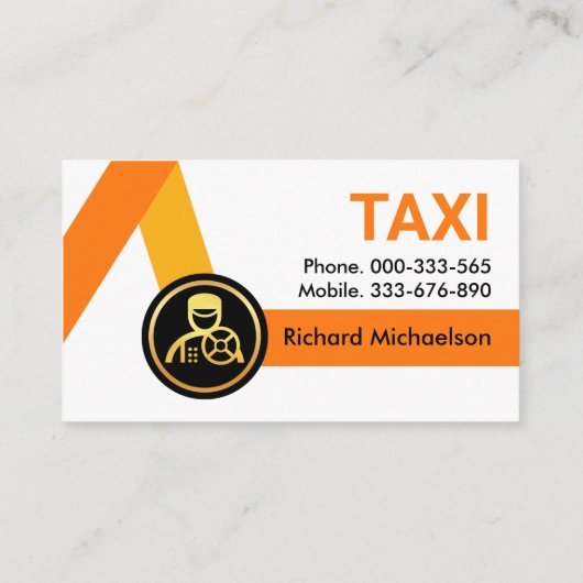 黄色のタクシー路線タクシー運転手 名刺 (裏面)