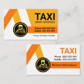 黄色のタクシー路線タクシー運転手 名刺 (正面/裏面)