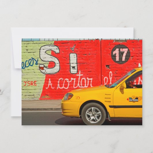 黄色のタクシー&グラフィティ、エクアドルのカード (正面)