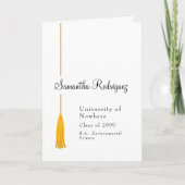 黄色のタッセル卒業発表 招待状 (正面)