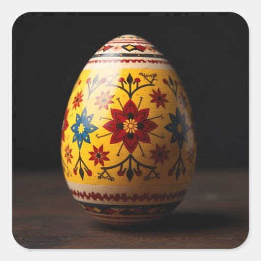 黄色のタペストリーイースターエッグ スクエアシール (正面)