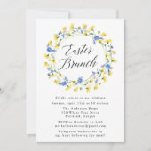 黄色のタンポポと青いフローライースターブランチ 招待状 (正面)