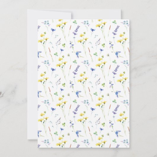 黄色のタンポポと青いフローライースターブランチ 招待状 (裏面)