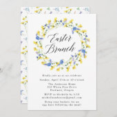 黄色のタンポポと青いフローライースターブランチ 招待状 (正面/裏面)