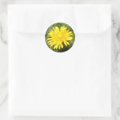 黄色のタンポポ花自然写真シール ラウンドシール (バッグ)