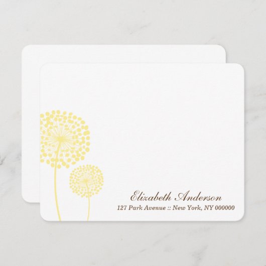 黄色のタンポポ ポストカード フラット (正面/裏面)