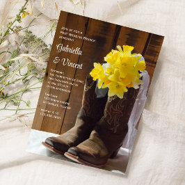 黄色のダッフォジルカウボーイブーツ結婚ポストズブランチ 招待状