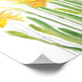 黄色のダッフォダイル畑の水色 ポスター (角)