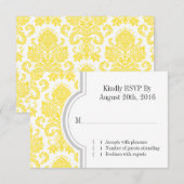 黄色のダマスクオーダーメイド結婚式出欠確認 招待状 (正面/裏面)