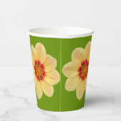 黄色のダリアの花柄（緑） 紙コップ (右)