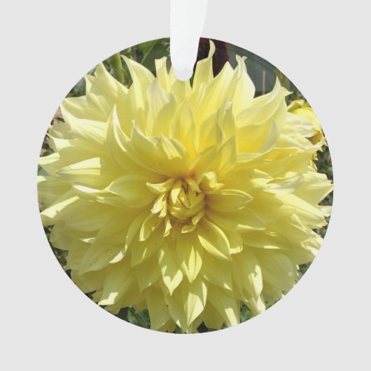黄色のダリアを持つアクリルオーナメント オーナメント (正面)