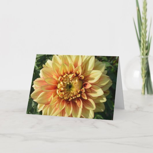 黄色のダリア付きノートカード カード (正面)