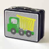 黄色のダンプトラックの作業車 メタルランチボックス (裏面)