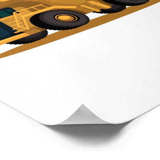 黄色のダンプトラック建設車両ポスター ポスター (角)