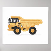 黄色のダンプトラック 子供の建設車両 装飾 ポスター (正面)