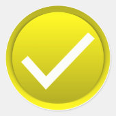 黄色のチェックマーク記号 ラウンドシール (正面)