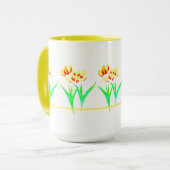 黄色のチューリップと文字大マグカップ マグカップ (正面左)