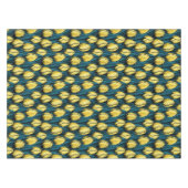 黄色のチューリップと青葉い テーブルクロス (正面(横))