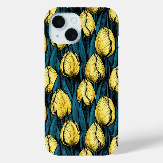 黄色のチューリップと青葉い Case-Mate iPhoneケース (裏面)