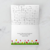 黄色のチューリップの花束のレンガの誕生日カード カード (内部)