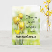黄色のチューリップを提供する省に感謝 カード (黄色い花)