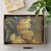 黄色のチューリップヴィンテージ油絵デコページ 薄葉紙 (ギフト)