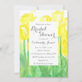 黄色のチューリップ水の色の花ブライダルシャワー 招待状 (正面)