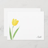 黄色のチューリップ茎水色ノートカード ノートカード (正面/裏面)