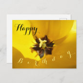 黄色のチューリップ・クローズアップ ハッピーバースデー ポストカード (正面/裏面)