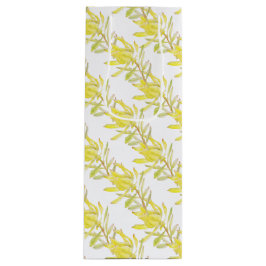 黄色のチューリップleucadendron水色 ワインギフトバッグ