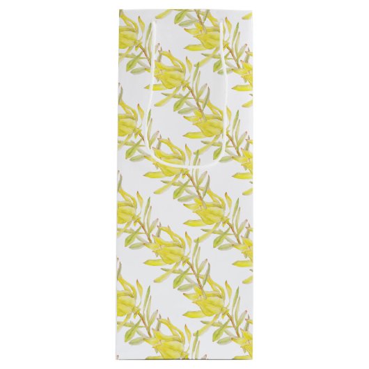 黄色のチューリップleucadendron水色 ワインギフトバッグ (正面)