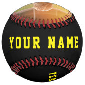 黄色のチーム名プレーヤー番号写真ソフトボール ソフトボール (裏面)