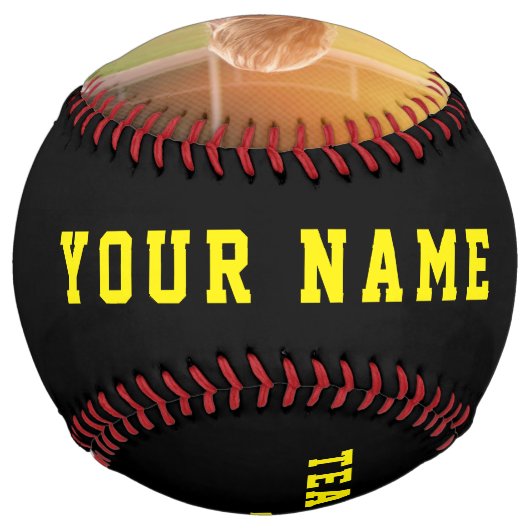 黄色のチーム名プレーヤー番号写真ソフトボール ソフトボール (裏面)