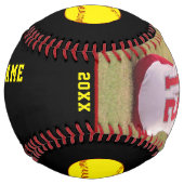 黄色のチーム名プレーヤー番号写真ソフトボール ソフトボール (正面)