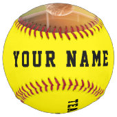 黄色のチーム名プレーヤー番号写真ソフトボール ソフトボール (裏面)