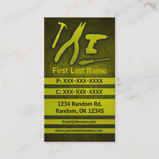 黄色のツールグランジカスタムの名刺 名刺 (正面)